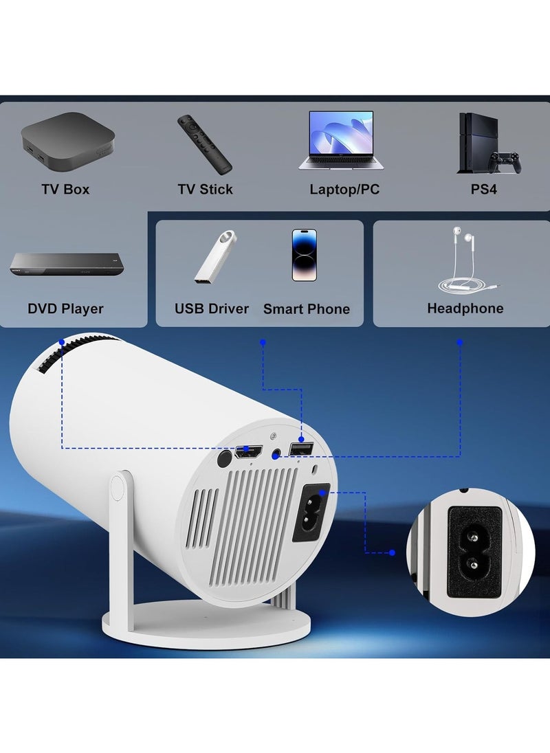 Immersive 4K Smart Portable Projector Built-In Speakers, Screen Mirroring, and Advanced Connectivity Features for HD Home Cinema Experience