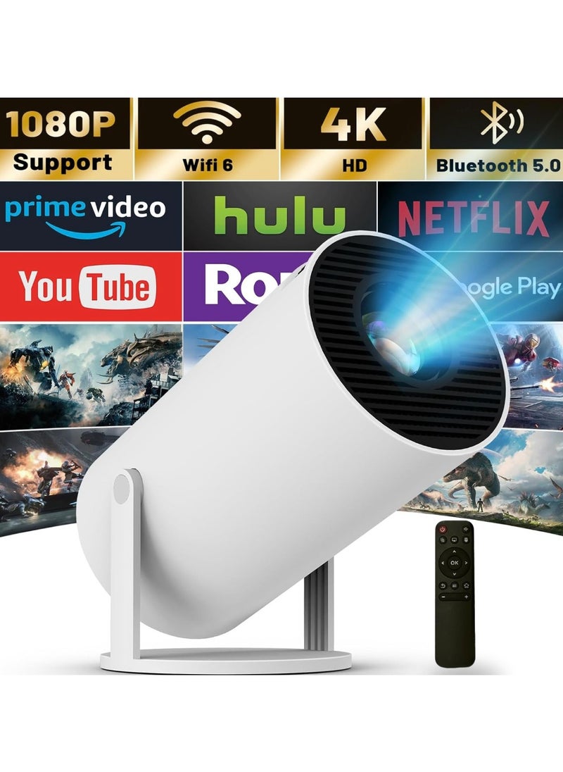 Immersive 4K Smart Portable Projector Built-In Speakers, Screen Mirroring, and Advanced Connectivity Features for HD Home Cinema Experience