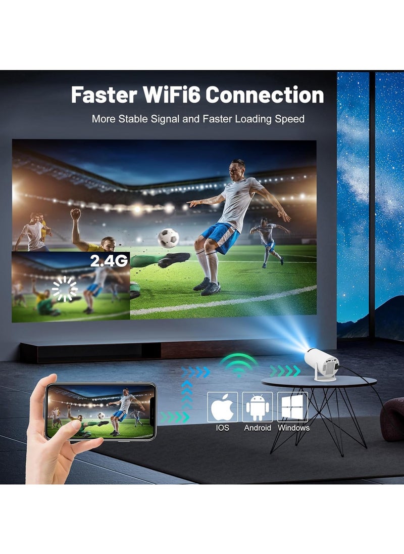 Immersive 4K Smart Portable Projector Built-In Speakers, Screen Mirroring, and Advanced Connectivity Features for HD Home Cinema Experience