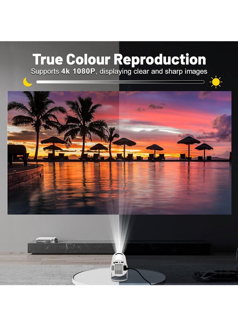 Immersive 4K Smart Portable Projector Built-In Speakers, Screen Mirroring, and Advanced Connectivity Features for HD Home Cinema Experience