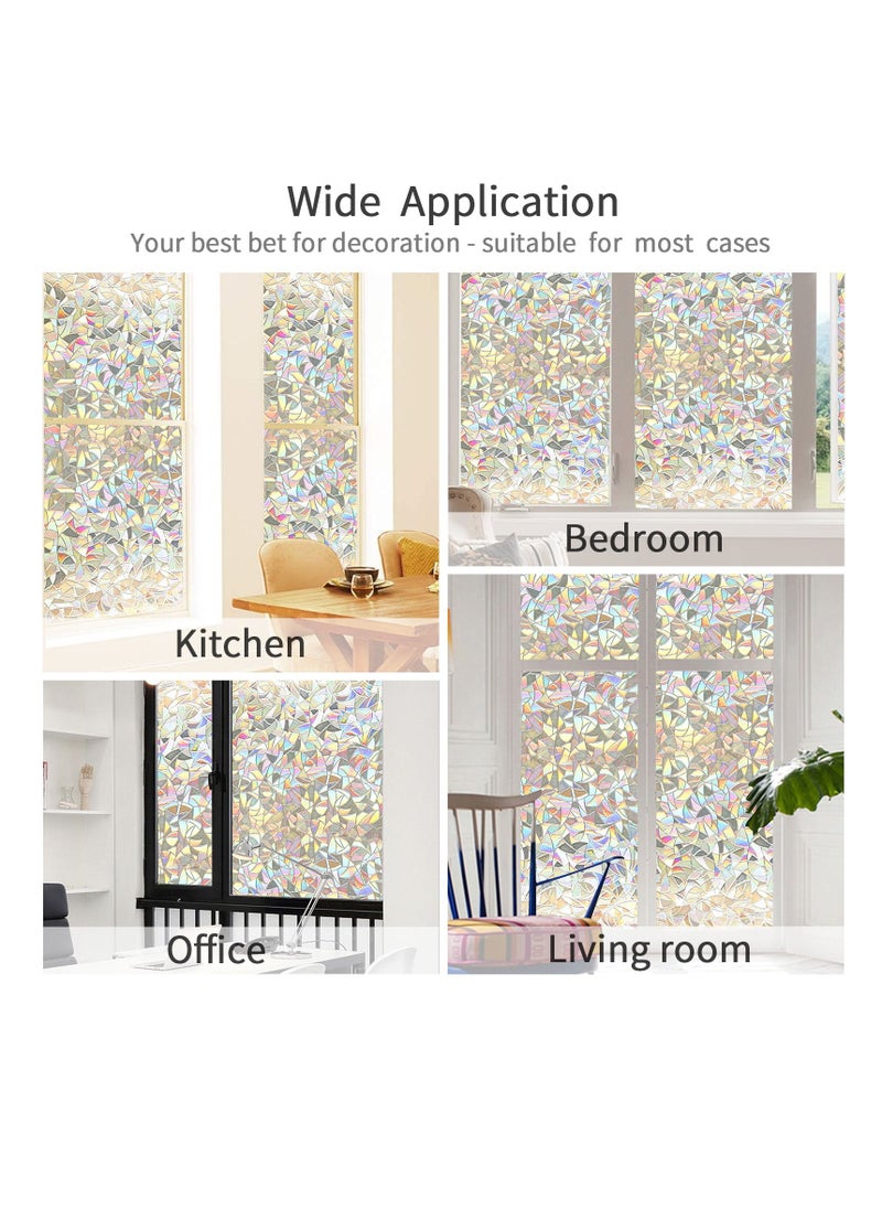 Window Film Decorative Privacy 3D No Glue Holographic Glass Sticker for Door Home House Ofiice Heat Control Anti UV 60 x 200 cm