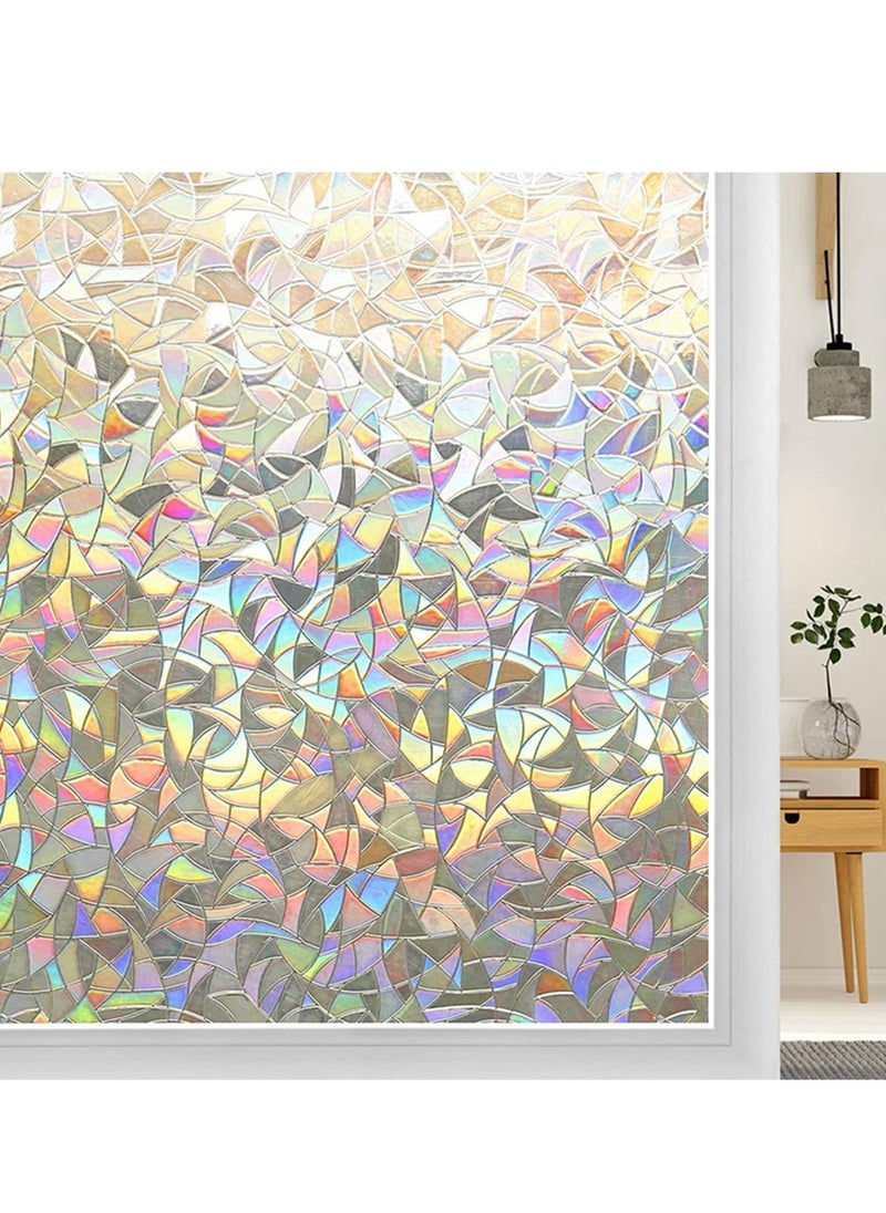 Window Film Decorative Privacy 3D No Glue Holographic Glass Sticker for Door Home House Ofiice Heat Control Anti UV 60 x 200 cm