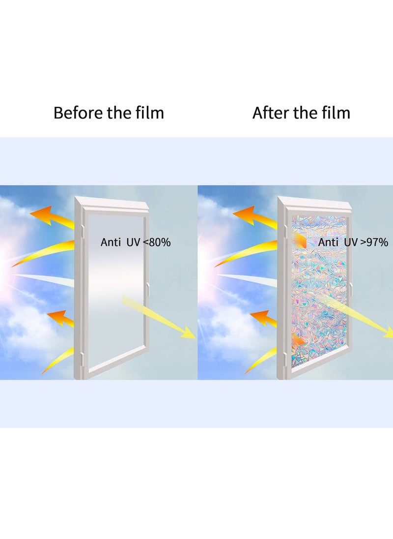 Window Film Decorative Privacy 3D No Glue Holographic Glass Sticker for Door Home House Ofiice Heat Control Anti UV 60 x 200 cm