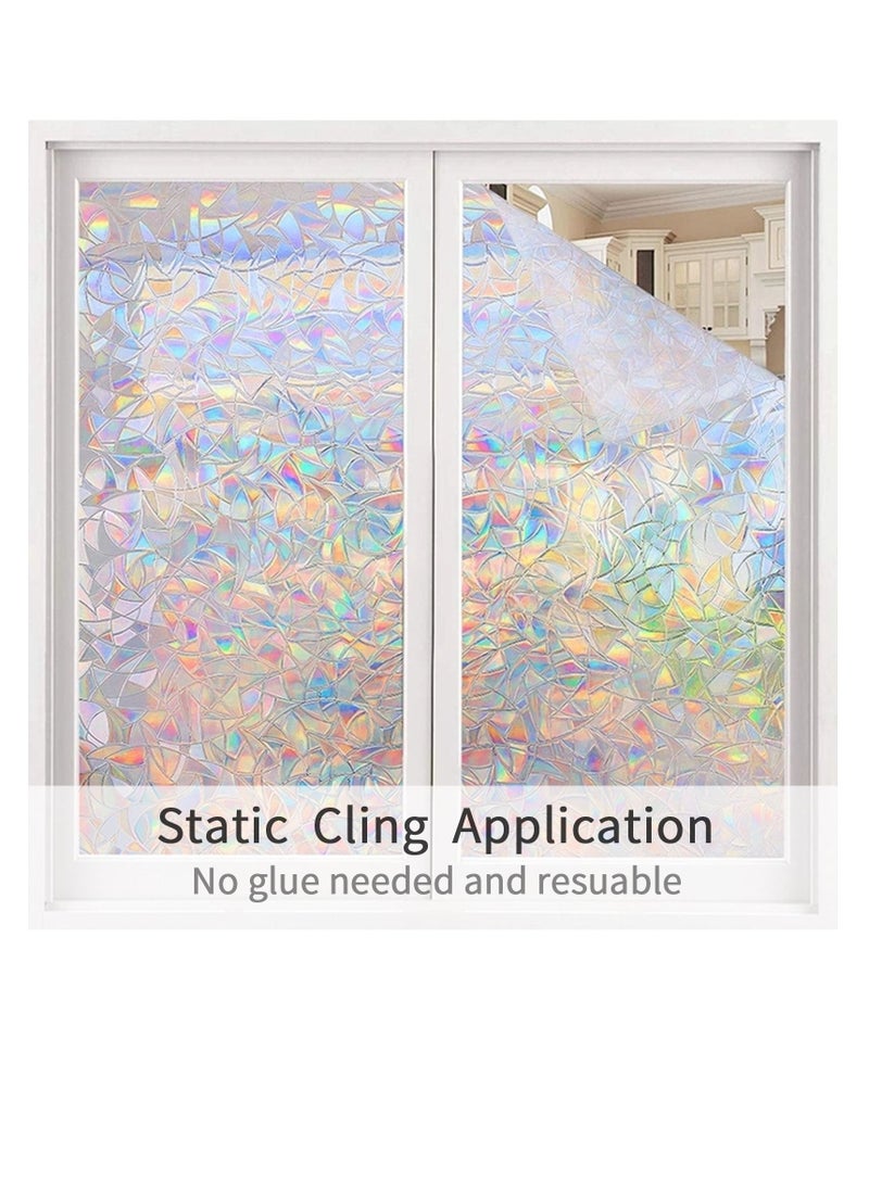 Window Film Decorative Privacy 3D No Glue Holographic Glass Sticker for Door Home House Ofiice Heat Control Anti UV 60 x 200 cm