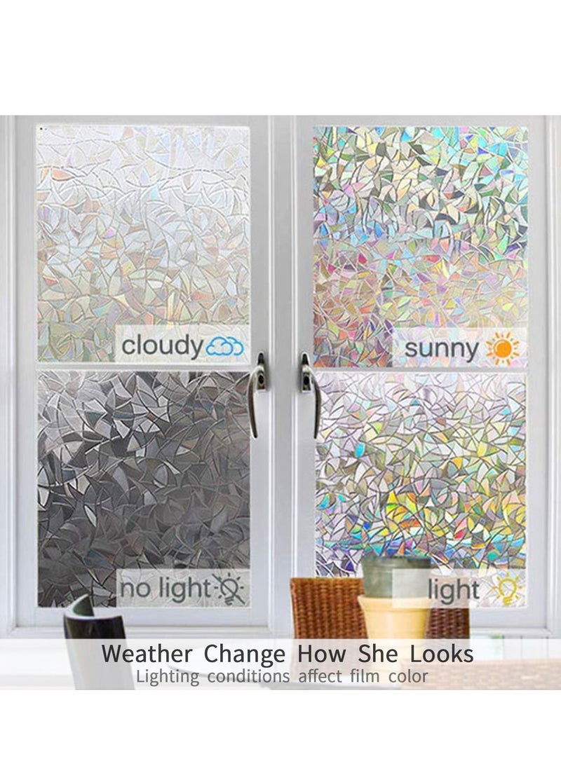 Window Film Decorative Privacy 3D No Glue Holographic Glass Sticker for Door Home House Ofiice Heat Control Anti UV 60 x 200 cm