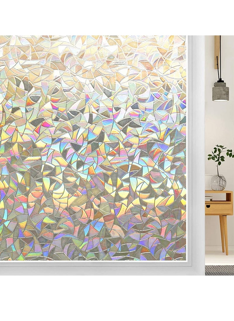 Window Film Decorative Privacy 3D No Glue Holographic Glass Sticker for Door Home House Ofiice Heat Control Anti UV 90 x 200 cm