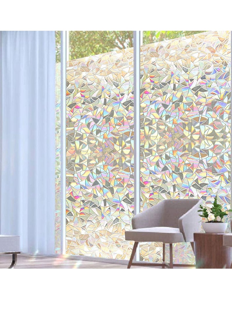 Window Film Decorative Privacy 3D No Glue Holographic Glass Sticker for Door Home House Ofiice Heat Control Anti UV 90 x 200 cm