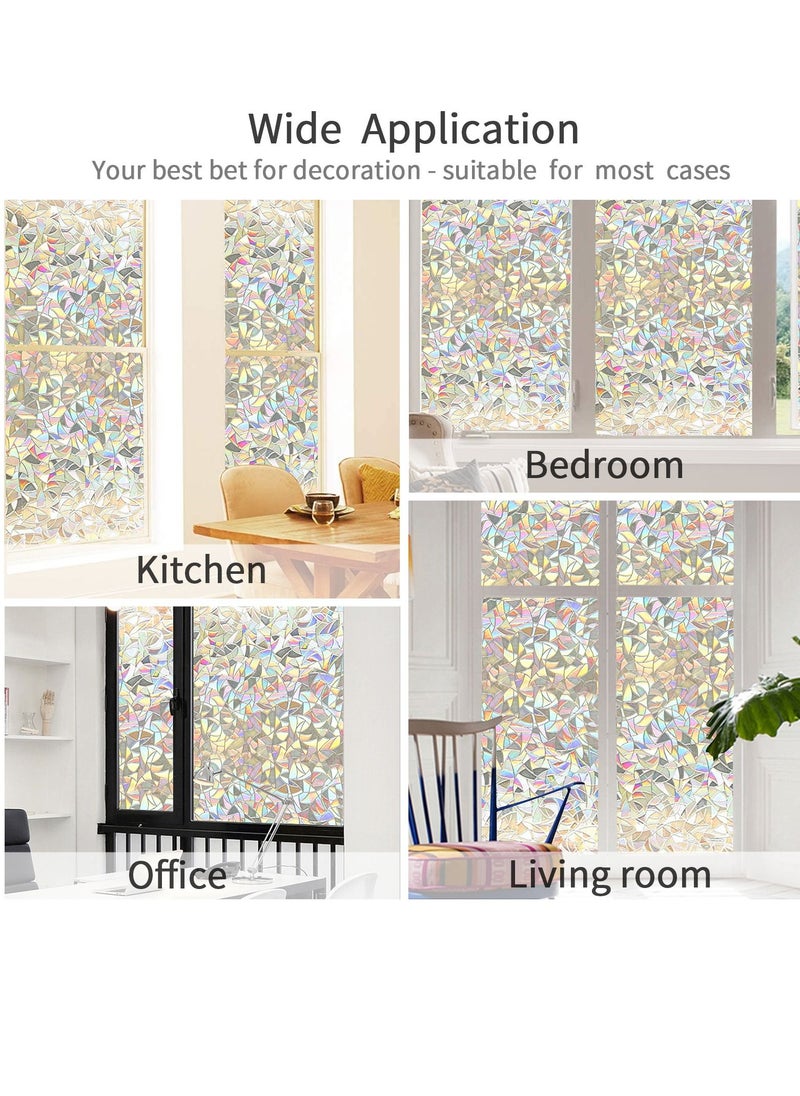 Window Film Decorative Privacy 3D No Glue Holographic Glass Sticker for Door Home House Ofiice Heat Control Anti UV 90 x 200 cm