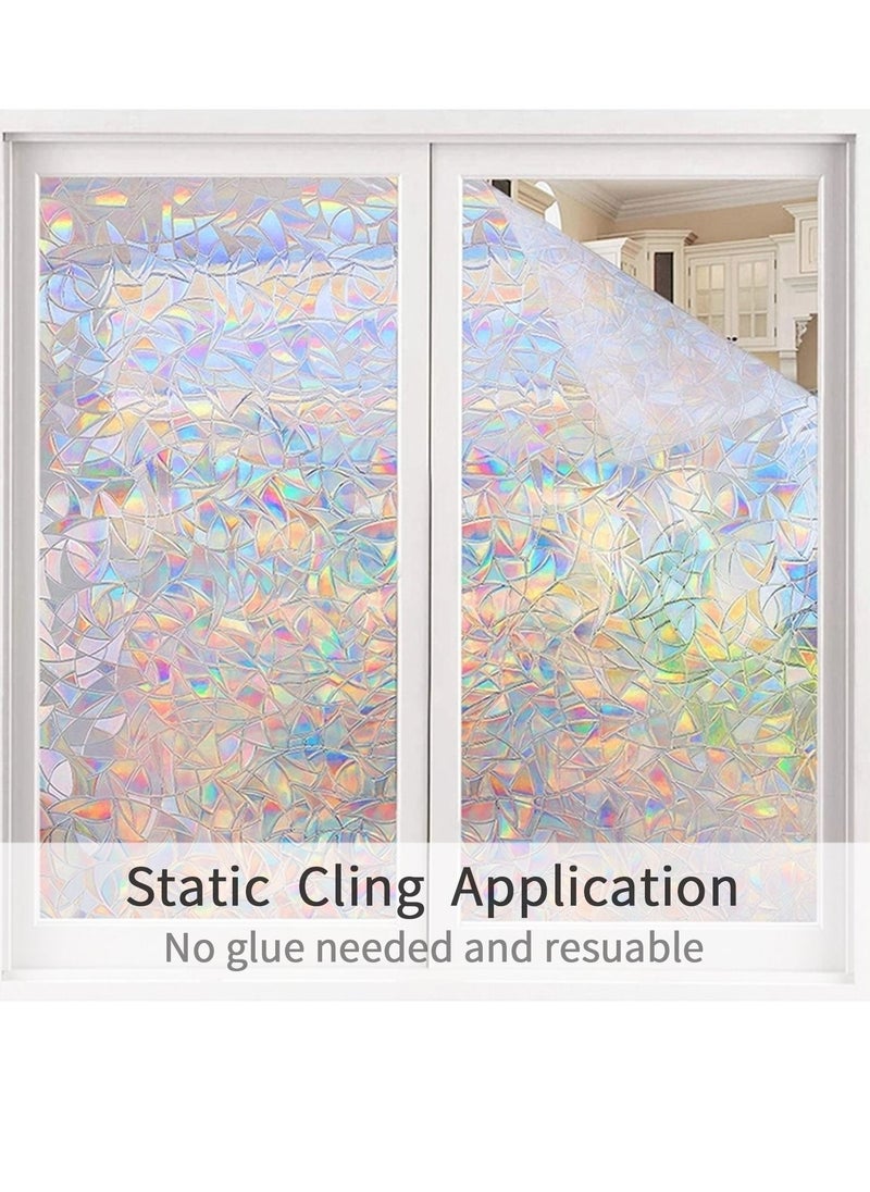 Window Film Decorative Privacy 3D No Glue Holographic Glass Sticker for Door Home House Ofiice Heat Control Anti UV 90 x 200 cm