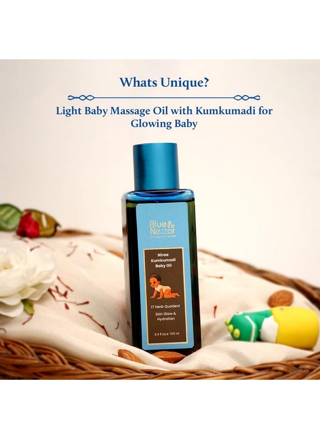 Baby Oil With Pure Kumkumadi Oil For Glowing Skin | Ayurvedic Baby Massage Oil For New Born | 100% Natural & Safe Baby Product For Delicate Skin (17 Herbs, 200 Ml)