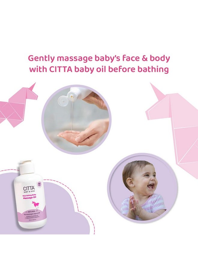 Natural Baby Massage Oil For New Born & Kids | Enriched With Coconut, Olive & Almond Oil For Baby Massage | Promote Sleep And Growth | Non-Sticky Baby Oil | 200 Ml