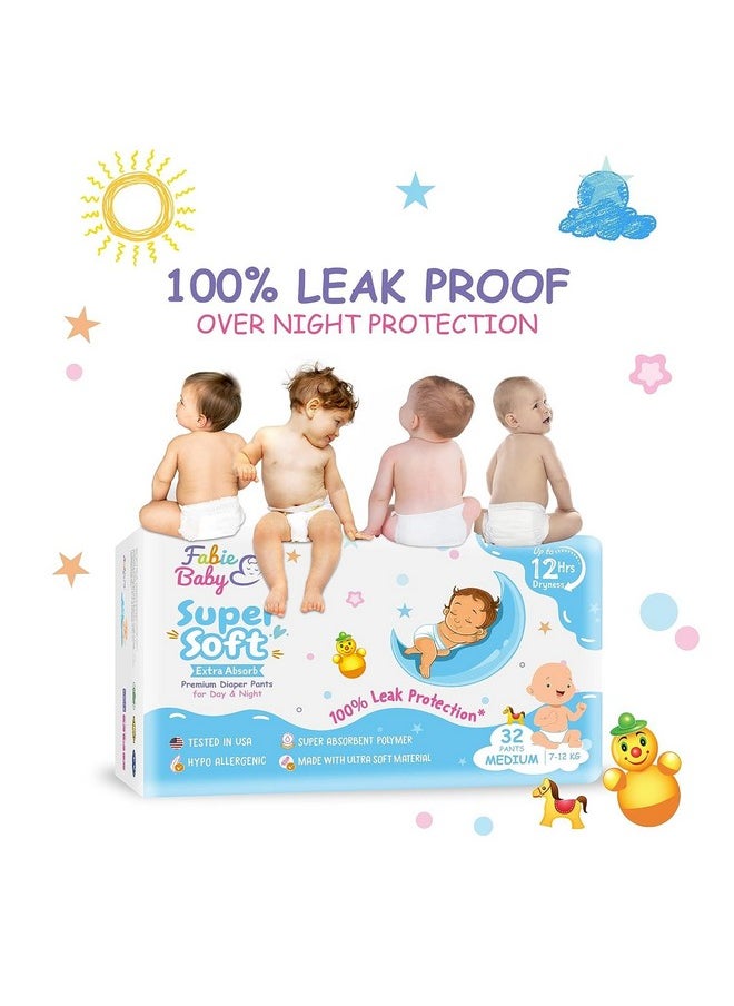 Bottom Duo Premium Diaper M Size Pants With 100% Chemical Free Diaper Cream, Combo Offer (Medium Diaper 32 Count + Powder 200Gm)