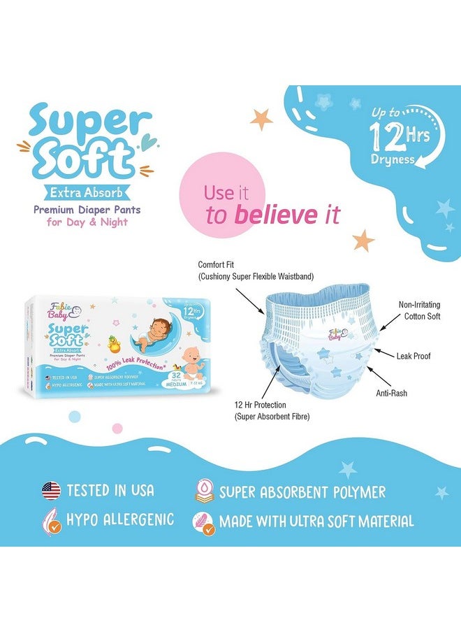 Bottom Duo Premium Diaper M Size Pants With 100% Chemical Free Diaper Cream, Combo Offer (Medium Diaper 32 Count + Powder 200Gm)