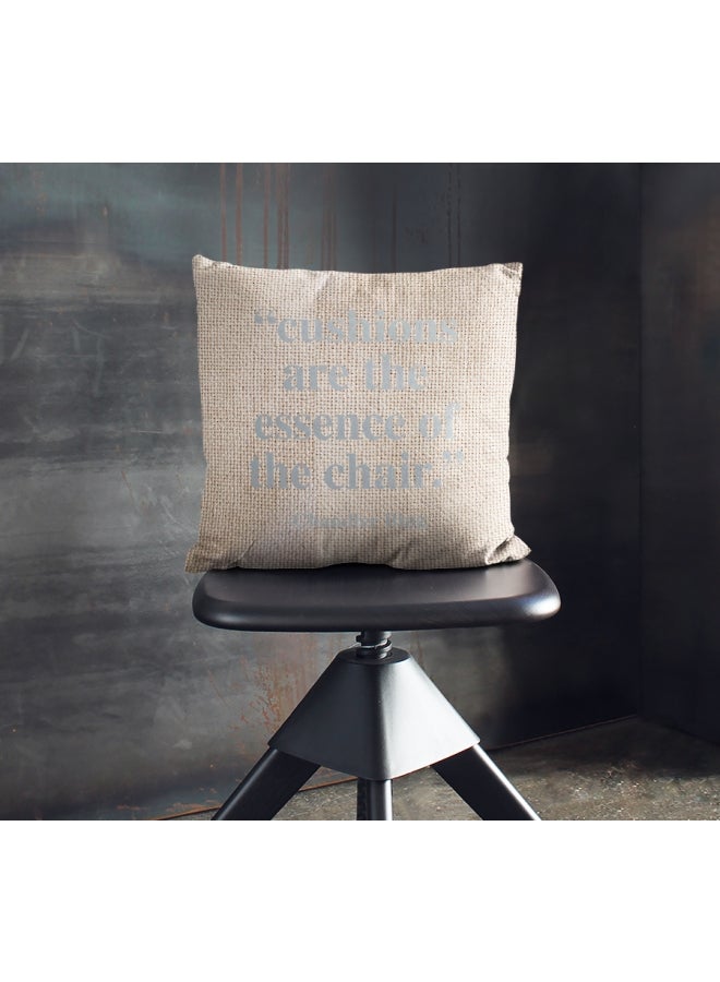 Cushions Are The Essence Of Chair Printed Square Pillow Black/Silver 16x16inch