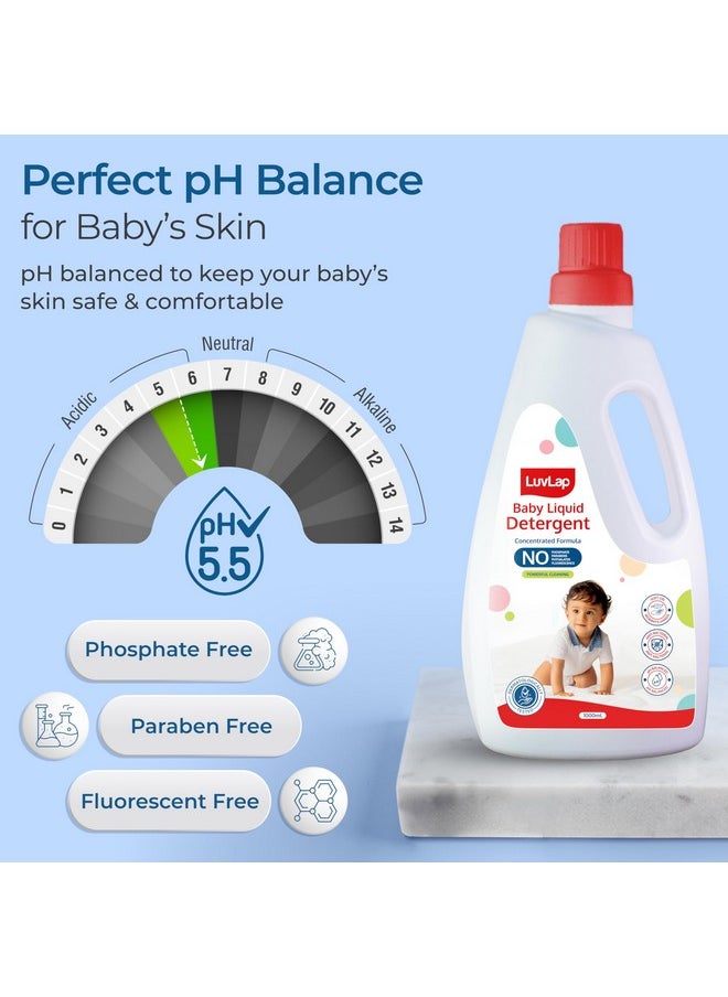 Baby Laundry Detergent 1000Ml, Ph Balanced Dermatologically Tested Formula, No Harsh Chemicals, Safe For Mommy'S Hands & Baby'S Skin, Anti Bacterial, Enriched In Aloe Vera, Softens Clothes