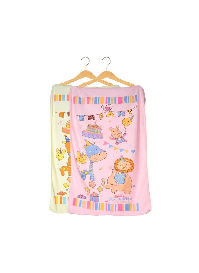® Towel For Newborn/Baby/Kids| Super Soft Baby Bath Towel Set For Infants/Bathing Accessories | (0-2 Years) (Pink & Lemon, Pack Of 2 (48 X 84Cm))