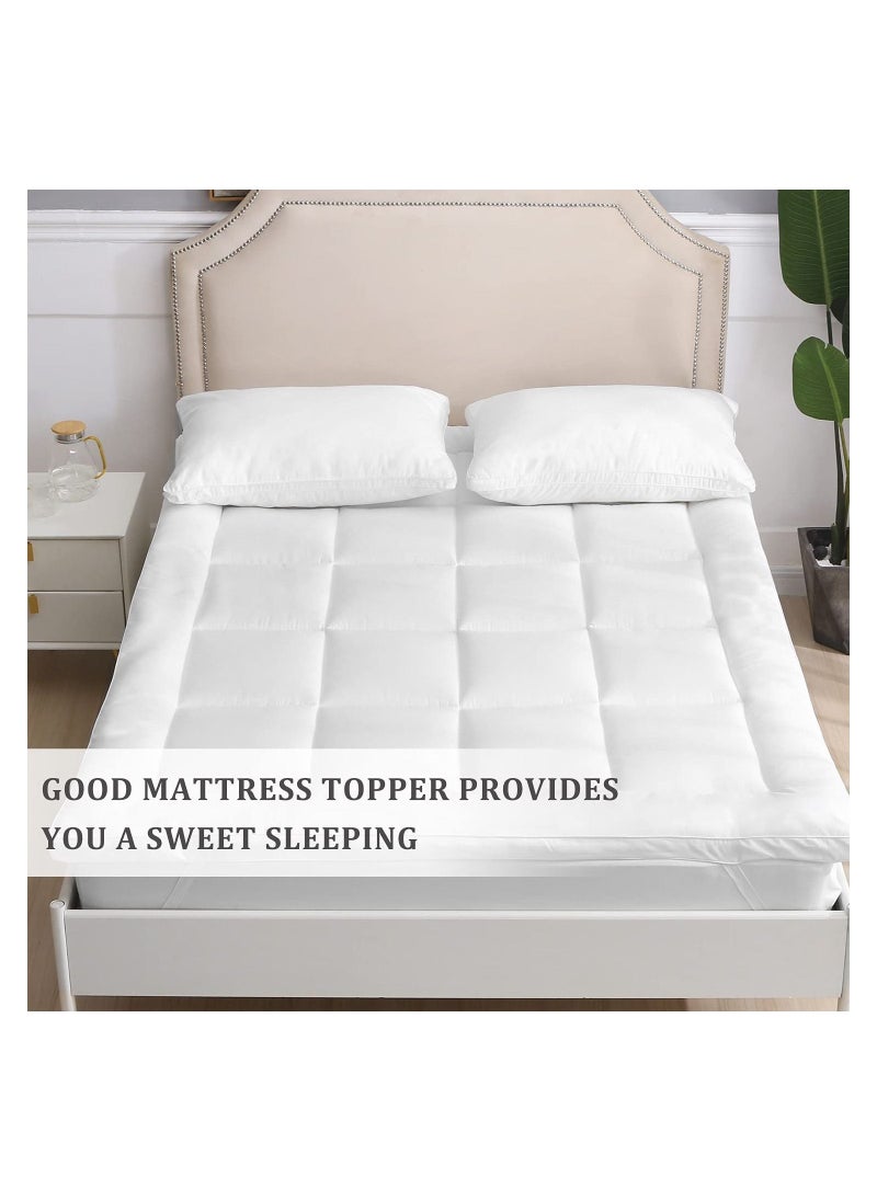 Double Mattress Topper Extra Soft Cotton and Fluffy Proctor for Bed, Hypoallergenic Microfiber Fabric