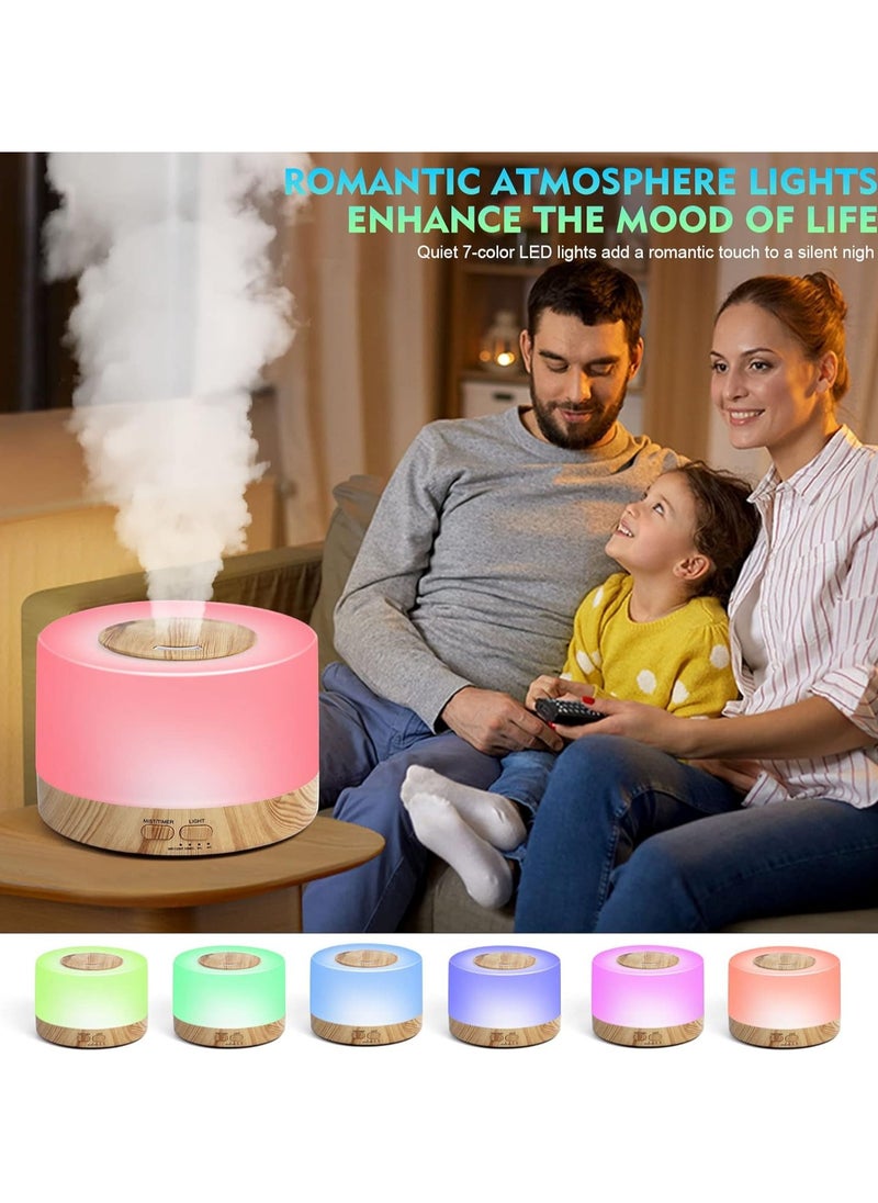 Essential Oil Diffuser 700ml, Aromatherapy Diffusers for Essential Oils with 4 Timer and 7 Color Lights, Cool Mist Humidifier with Auto Shut-off Function, Diffuser for Home Bedroom Office