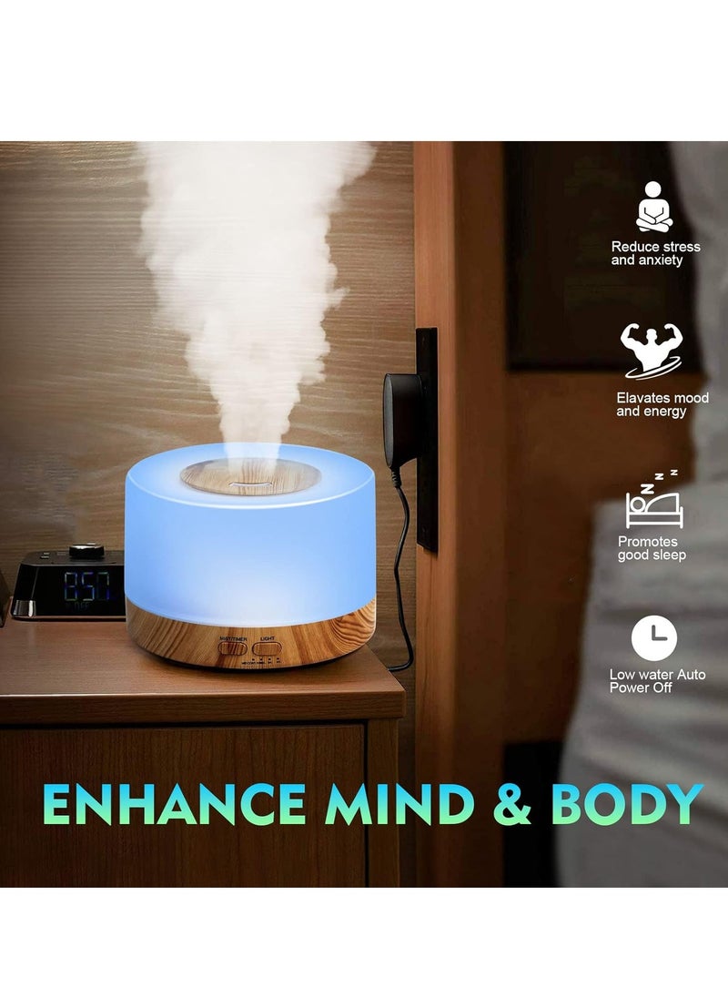 Essential Oil Diffuser 700ml, Aromatherapy Diffusers for Essential Oils with 4 Timer and 7 Color Lights, Cool Mist Humidifier with Auto Shut-off Function, Diffuser for Home Bedroom Office