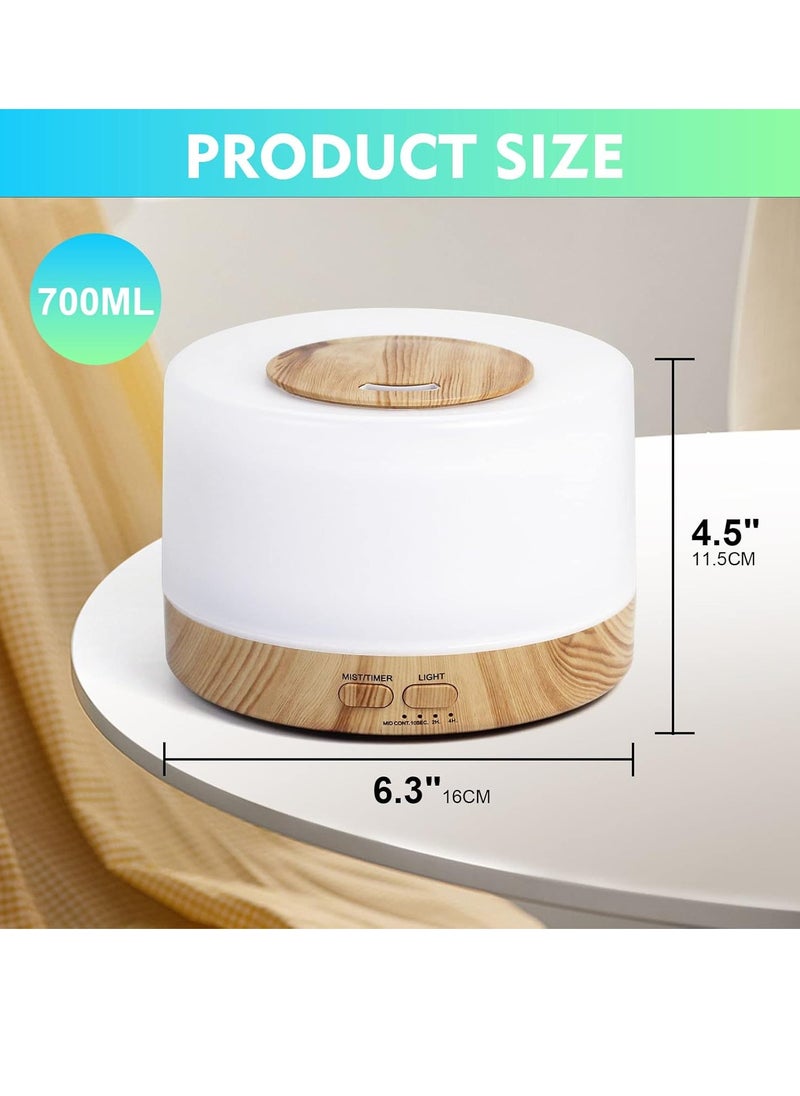 Essential Oil Diffuser 700ml, Aromatherapy Diffusers for Essential Oils with 4 Timer and 7 Color Lights, Cool Mist Humidifier with Auto Shut-off Function, Diffuser for Home Bedroom Office