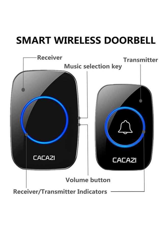 Waterproof Wireless Doorbell with LED Flash, Over 1000 Feet Range, 60 Sounds and 5 Levels of Volume, Cordless Doorbell for Home, Office, Apartment, Hotel, Warehouse and Anti-Theft Black