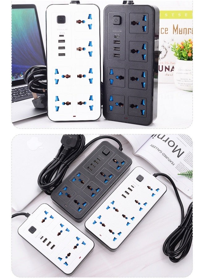 Power Multi Tap Universal Plug UK Outlet Power Strip with 1.8m Extension Cord AC Type C USB Port Charge Electrical Socket