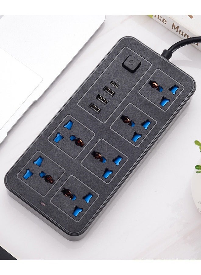 Power Multi Tap Universal Plug UK Outlet Power Strip with 1.8m Extension Cord AC Type C USB Port Charge Electrical Socket