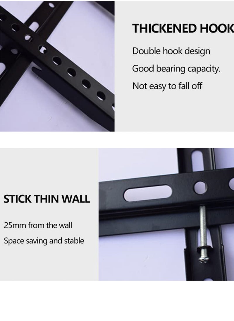 Universal Wall Mounted TV Mount Bracket For 40 To 80 Inch LCD LED Flat Screens Heavy Duty Adjustable Space Saving VESA Compatible Sturdy Streamlined Design Easy Installation