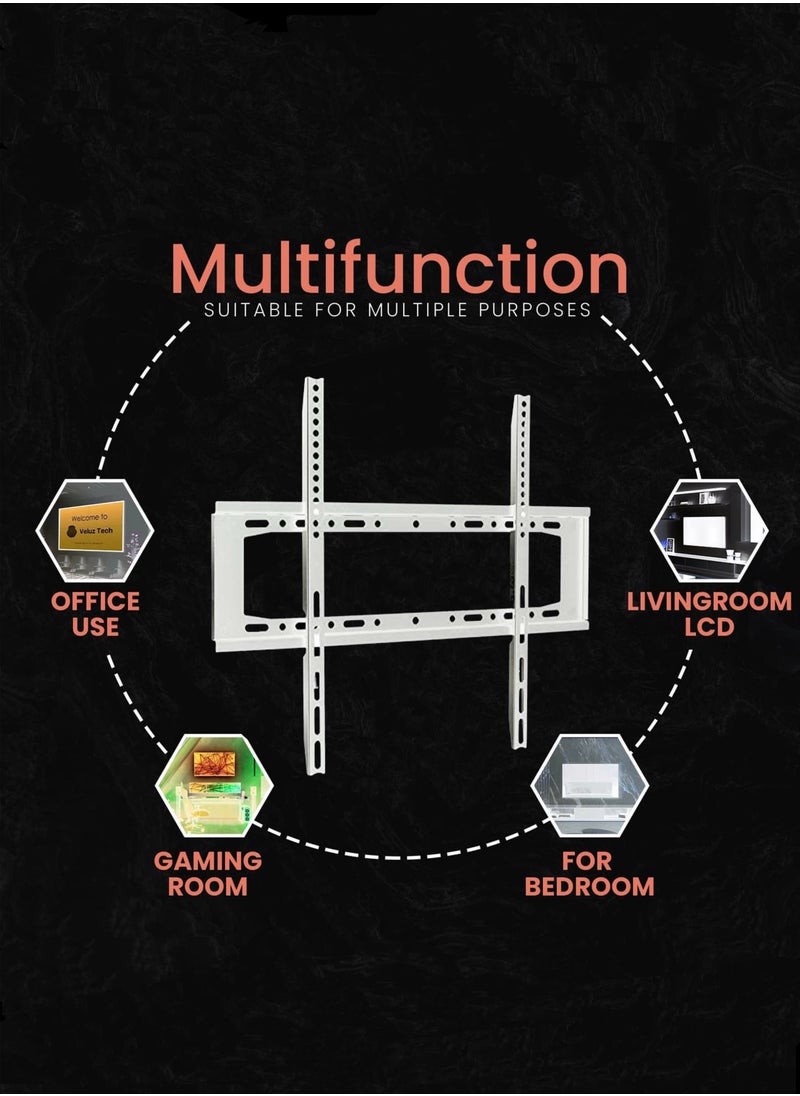 Universal Wall Mounted TV Mount Bracket For 40 To 80 Inch LCD LED Flat Screens Heavy Duty Adjustable Space Saving VESA Compatible Sturdy Streamlined Design Easy Installation