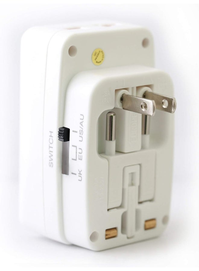 Universal Socket Travel Adapter 13A With 2 USB Sockets White