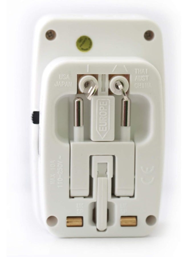 Universal Socket Travel Adapter 13A With 2 USB Sockets White