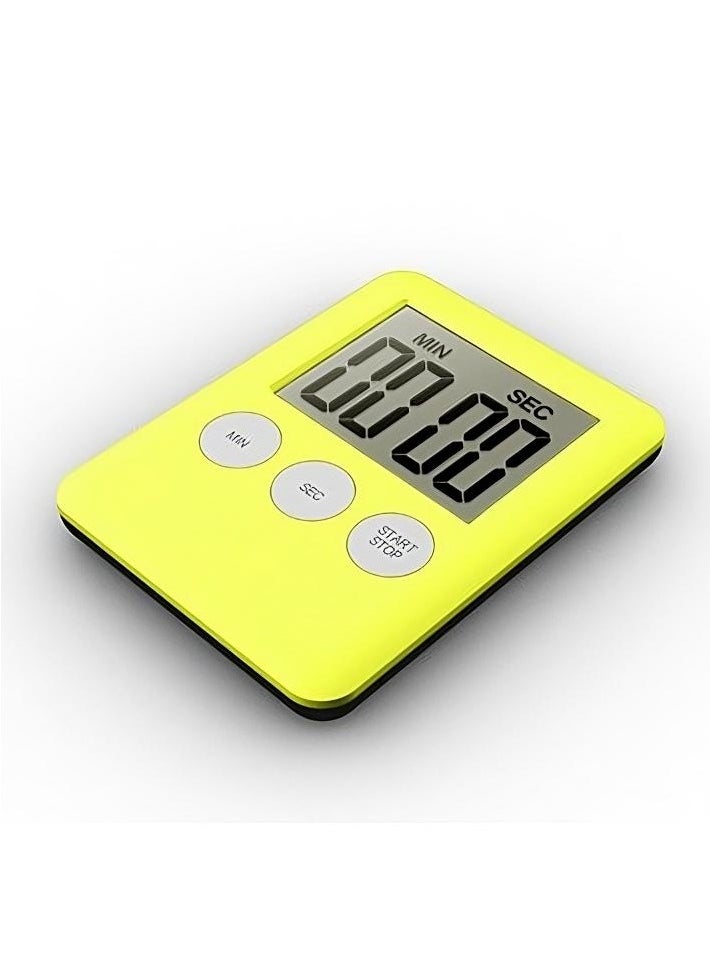 Digital Timer, 1pc Small Count Down/up Clock with Magnetic Attachment, Big LCD Display Loud Sounds Minute Second Kitchen Timer for Games, Cooking, Classroom, (Yellow)