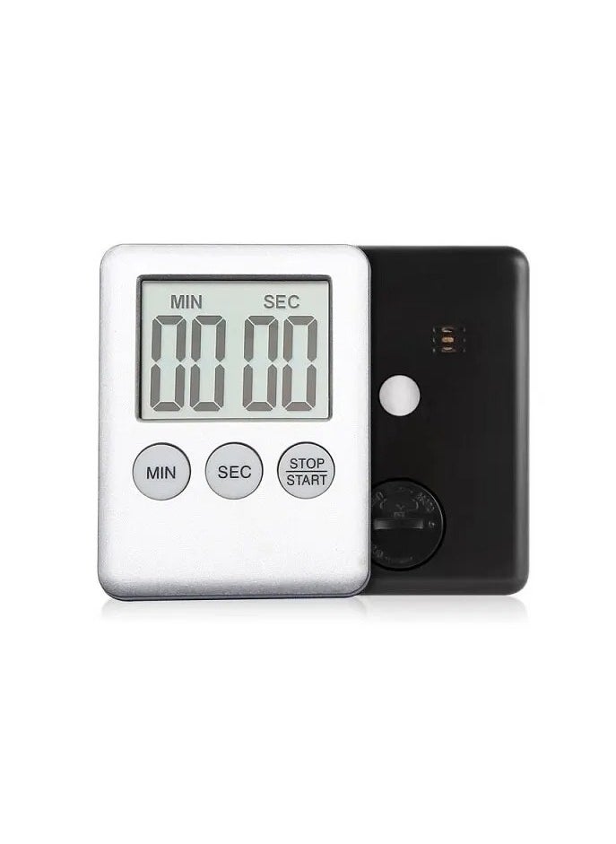 Digital Timer, 1pc Small Count Down/up Clock with Magnetic Attachment, Big LCD Display Loud Sounds Minute Second Kitchen Timer for Games, Cooking, Classroom, (White)