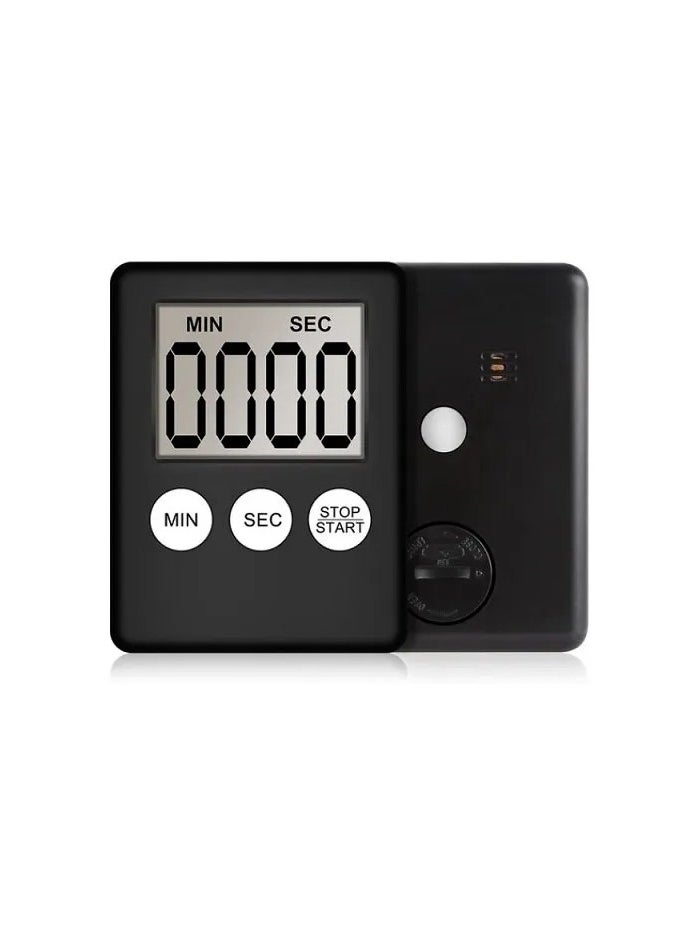 Digital Timer, 1pc Small Count Down/up Clock with Magnetic Attachment, Big LCD Display Loud Sounds Minute Second Kitchen Timer for Games, Cooking, Classroom, (Black)