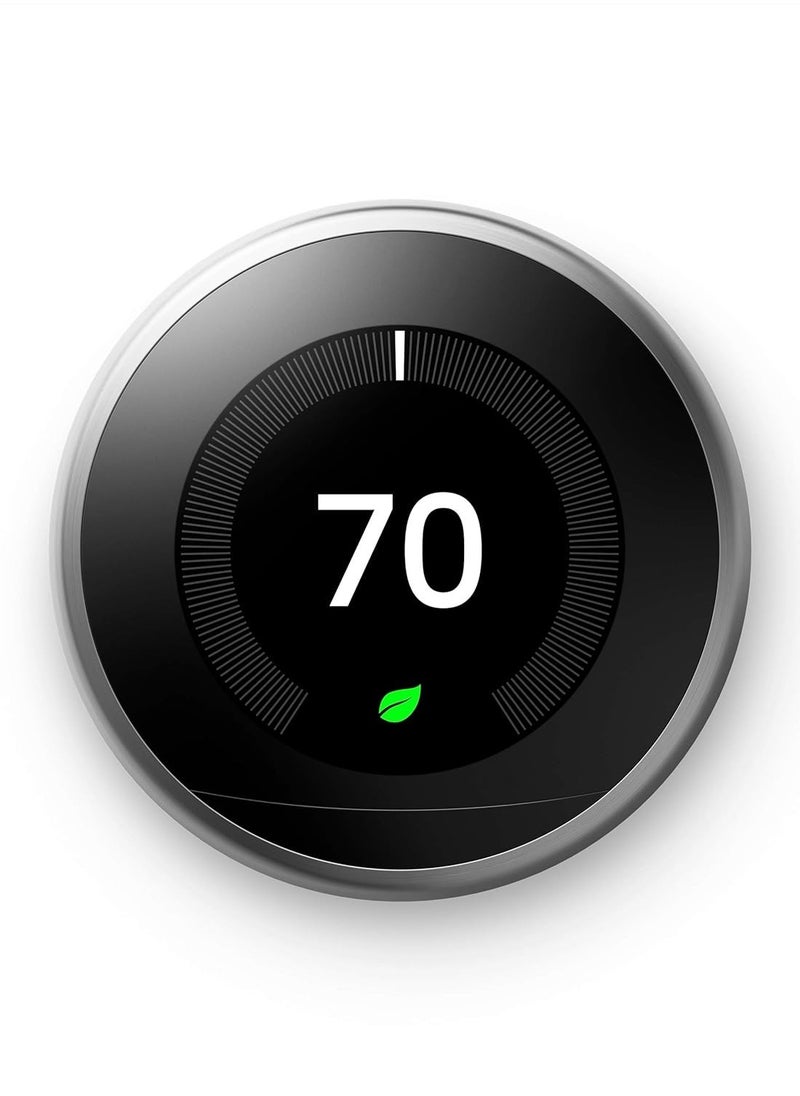 Nest Google T3007ES Learning Thermostat, 3rd Gen, Smart Thermostat, Stainless Steel