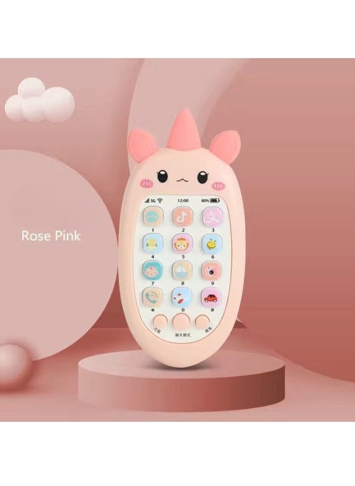 Kids Toy Phone, Educational Music Phone Toy, Safe Durable Baby Simulation Mobile Phone, Fun Light Music Early Educational Interactive Mobile Toy for Kids, (Pony Pink (Without Battery))