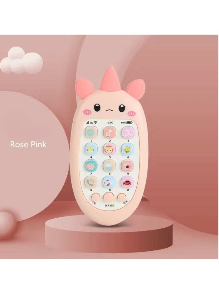 Kids Toy Phone, Educational Music Phone Toy, Safe Durable Baby Simulation Mobile Phone, Fun Light Music Early Educational Interactive Mobile Toy for Kids, (Pony Pink (Ordinary Battery))