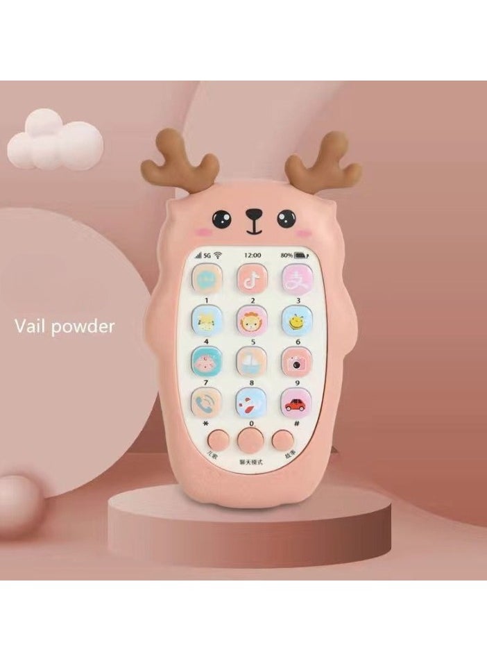 Kids Toy Phone, Educational Music Phone Toy, safe durable baby simulation mobile phone, Fun Light Music Early Educational Interactive mobile toy for kids, (Deer Pink (Charging Package))