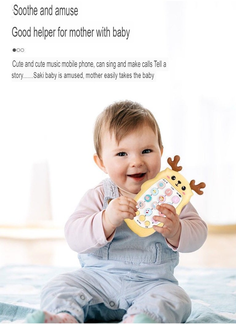 Kids Toy Phone, Educational Music Phone Toy, safe durable baby simulation mobile phone, Fun Light Music Early Educational Interactive mobile toy for kids, (Deer Pink (Charging Package))