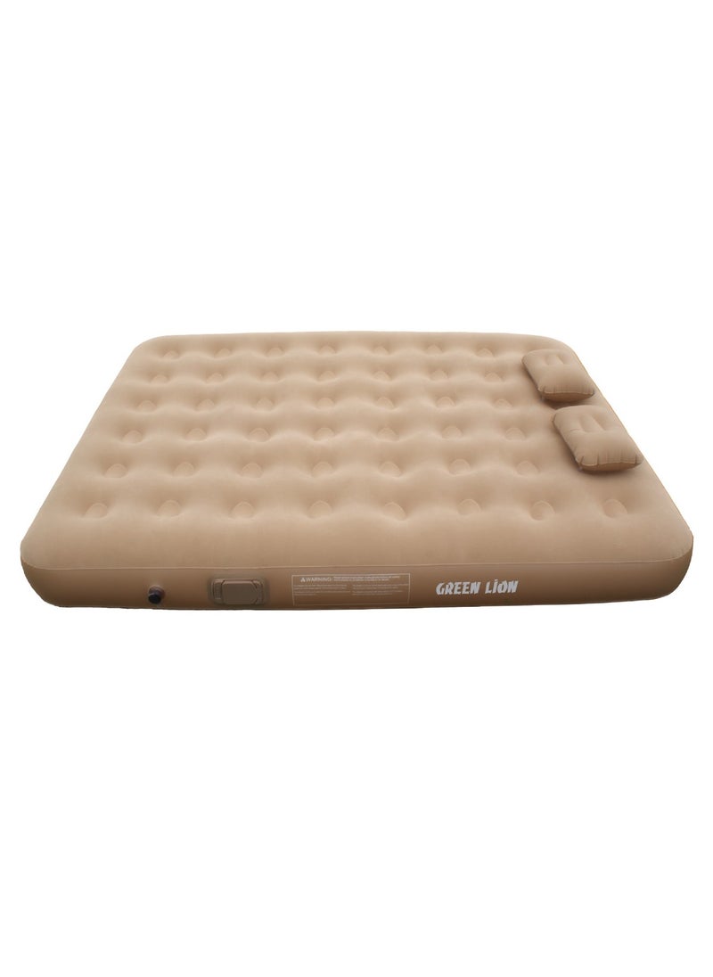 GMT-200 Automatic Inflatable Mattress with Built-in Air Pump and Double Pillows / Skin Friendly Fabric / Easy to Store /300 kg Load Capacity / Camping / Travel / Road Trips - Beige