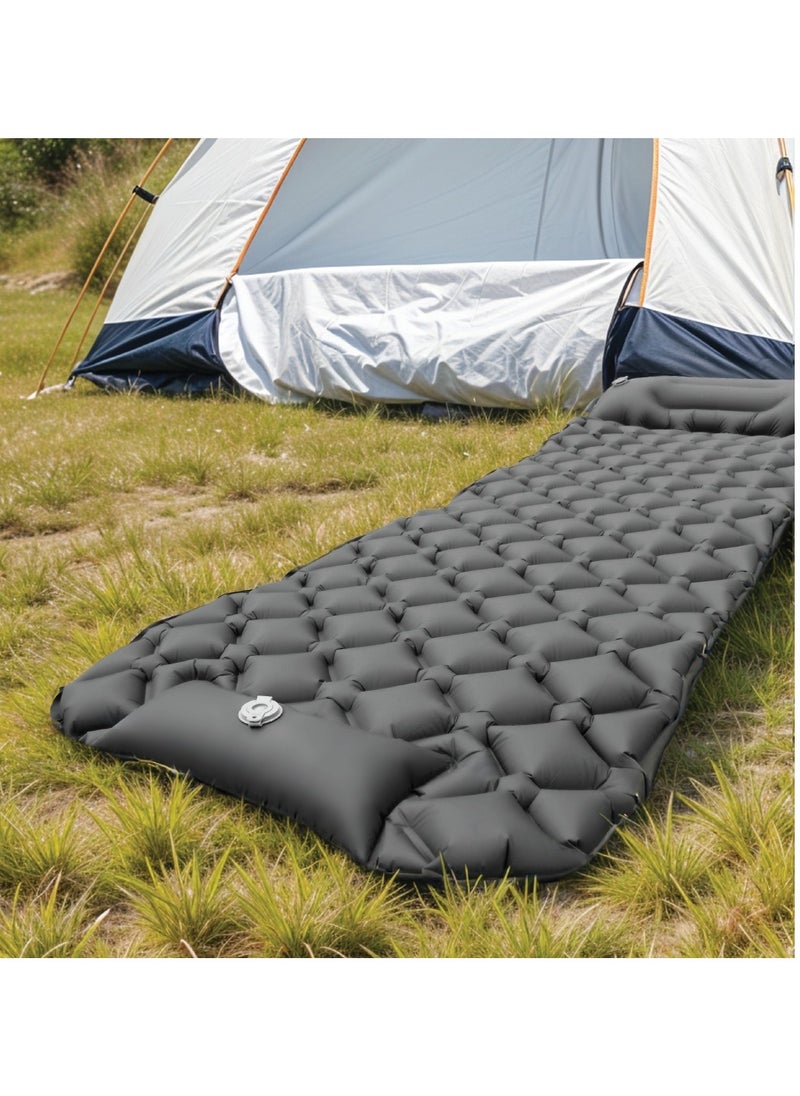 GMT-180 Inflatable Air Mattress with Built-in Foot Pump and Built-in Pillow / Portable Camping Bed / Quick Inflation and Deflation / Ergonomic Design/ Travel / Road Trip - Black