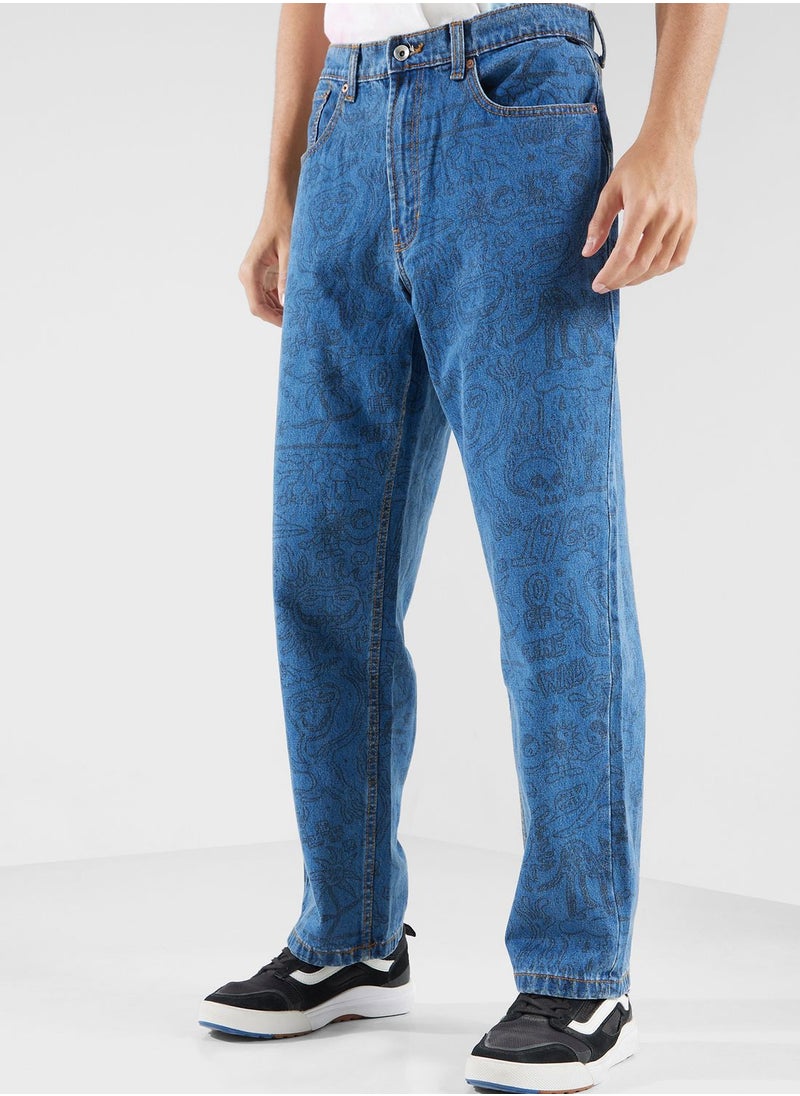 Check 5 Printed Denim Pants