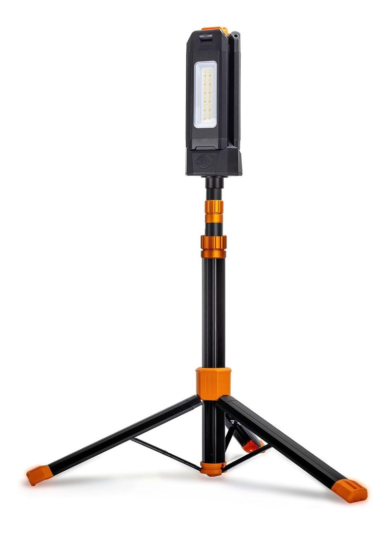 Portable Rechargeable LED Work Light with Telescopic Tripod Stand for Job Sites