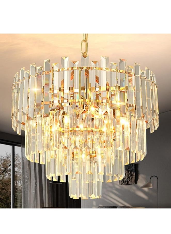 Modern Crystal Chandelier, Round Chandeliers, Pendant Light for Dining Room, Bedroom, Living Room, Foyer, Farmhouse