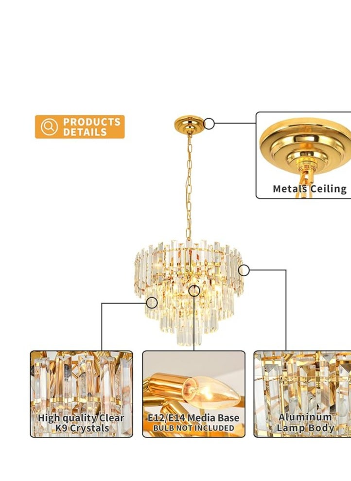 Modern Crystal Chandelier, Round Chandeliers, Pendant Light for Dining Room, Bedroom, Living Room, Foyer, Farmhouse