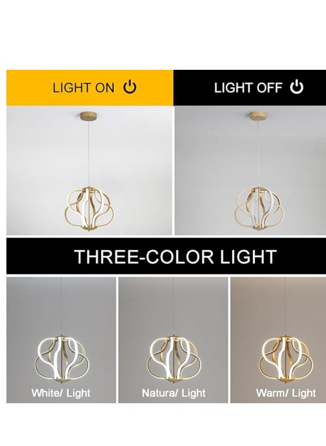 Modern LED Pendant Light, Gold Dimmable Chandeliers Ceiling Lamp with Remote Control, Art Deco Line Lamp 40W 8 Lights for Living Room, Kitchen, Bedroom, Corridor