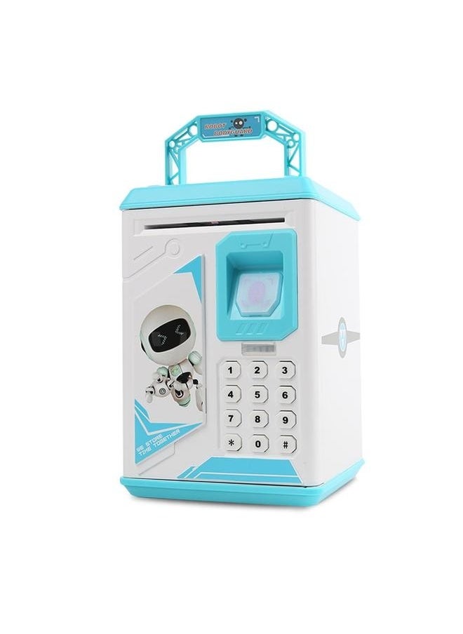 Electronic Money Bank Lightweight Durable Sturdy Unique Detailed Design-Kids Electronic Piggy Bank, Mini ATM Piggy Bank for Real Money, Piggy Bank for Boys Girls Toy, Auto Scroll Paper Money Saving Box with Fingerprint Recognition, Password, Lock(Blue)