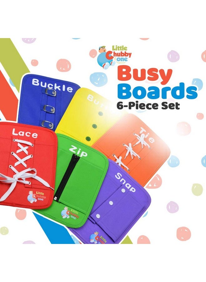 Busy Board Set - 8X10 Inches - Learning Activity Toy - Educational, Helps Develop Motor & Dress Skills - Color, Hand Eye Coordination - Learn To Button, Buckle, Zip, Snap, Lace & Tie