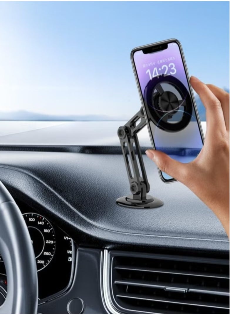 Universal 360° Magnetic Suction Car Phone Holder with Adjustable Arm – Black