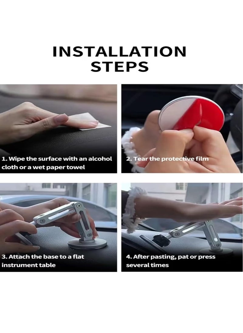 Car Mount with Adjustable Arm – 360° Rotation Magnetic Phone Holder for All Phones